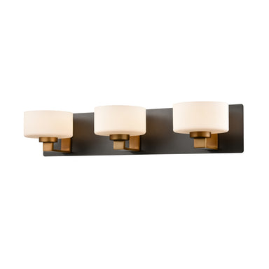 DVI Canada - Three Light Vanity - Princeton - Brass And Graphite With Half Opal Glass- Union Lighting Luminaires Decor