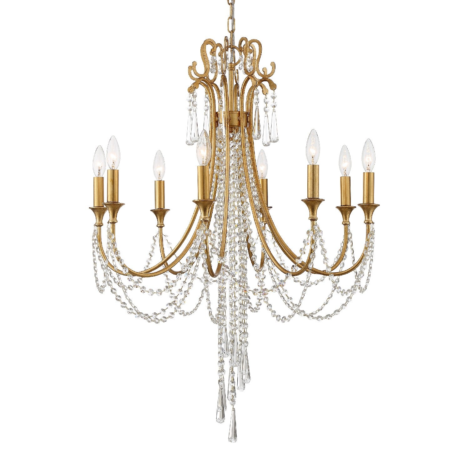 Crystorama - Eight Light Chandelier - Arcadia - Antique Gold- Union Lighting Luminaires Decor