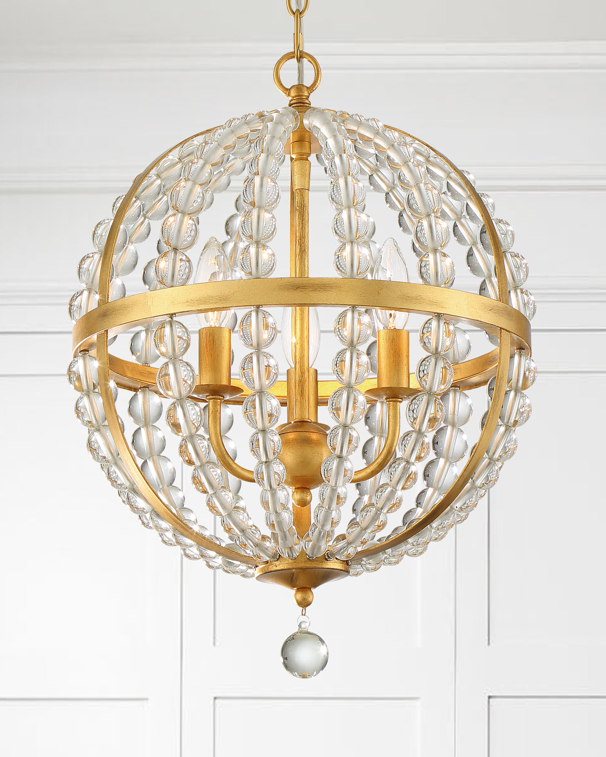 Crystorama - Three Light Chandelier - Roxy - Antique Gold- Union Lighting Luminaires Decor