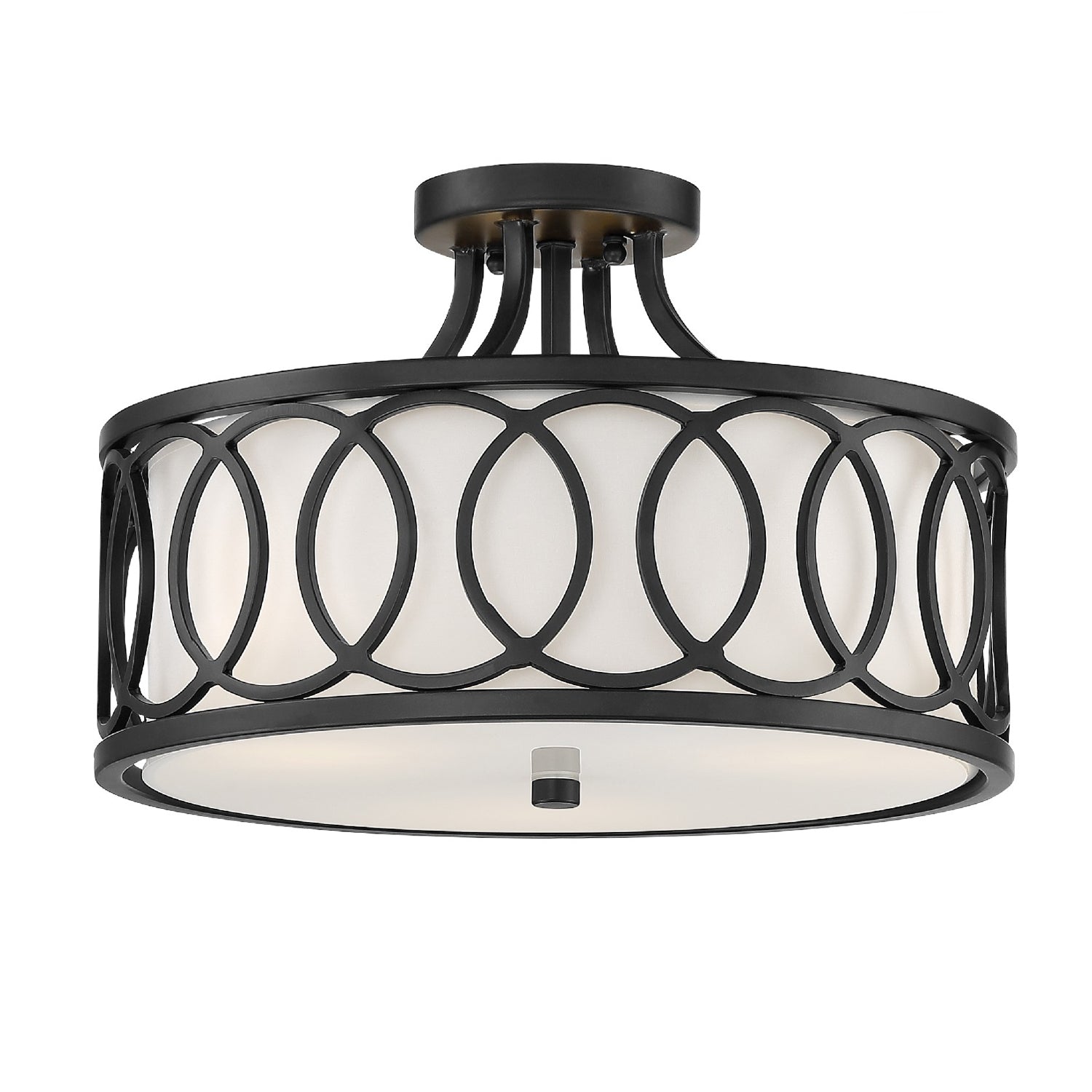 Crystorama - Three Light Semi Flush Mount - Graham - Matte Black- Union Lighting Luminaires Decor