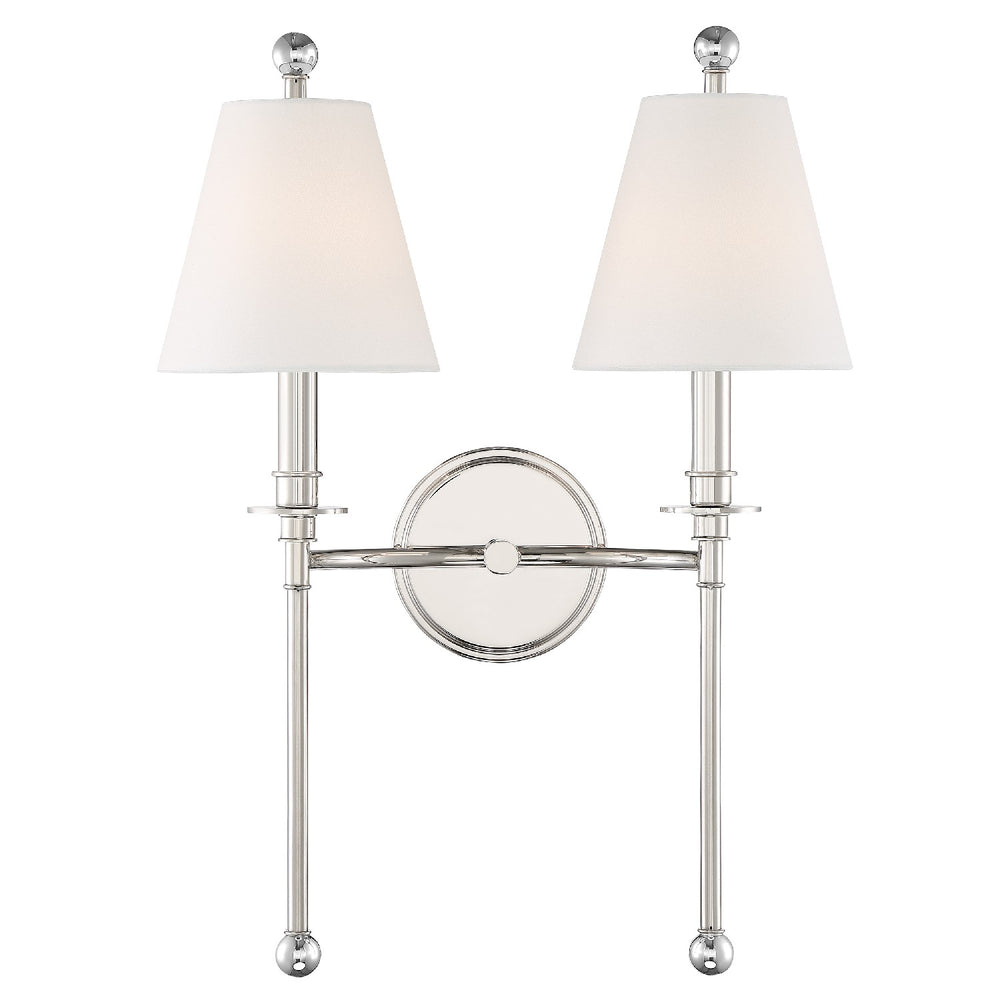 Crystorama - Two Light Wall Sconce - Riverdale - Polished Nickel- Union Lighting Luminaires Decor