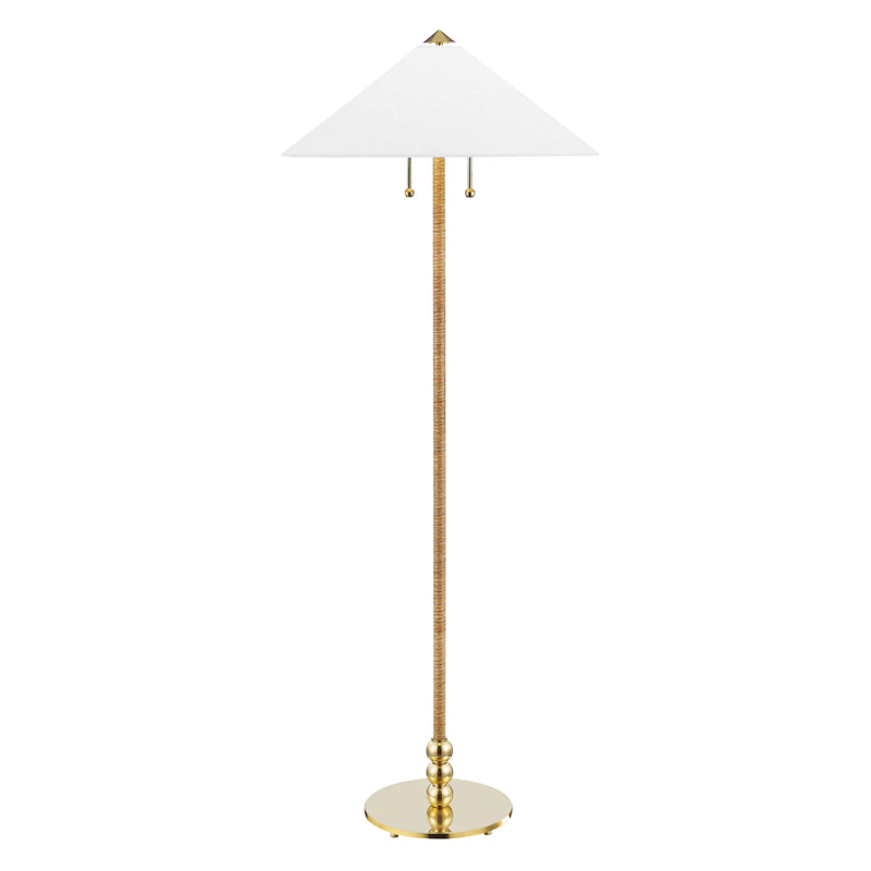 Hudson Valley - Two Light Floor Lamp - Flare - Aged Brass- Union Lighting Luminaires Decor