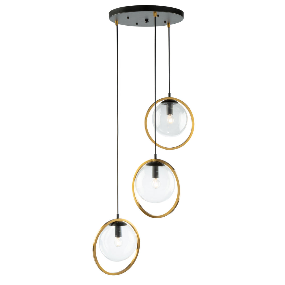 Artcraft Canada - Three Light Pendant - Lugano - Black & Vintage Brass- Union Lighting Luminaires Decor