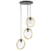 Artcraft Canada - Three Light Pendant - Lugano - Black & Vintage Brass- Union Lighting Luminaires Decor