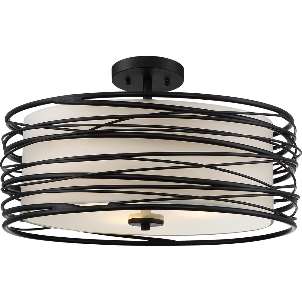 Quoizel - Three Light Semi-Flush Mount - Spiral - Mystic Black- Union Lighting Luminaires Decor