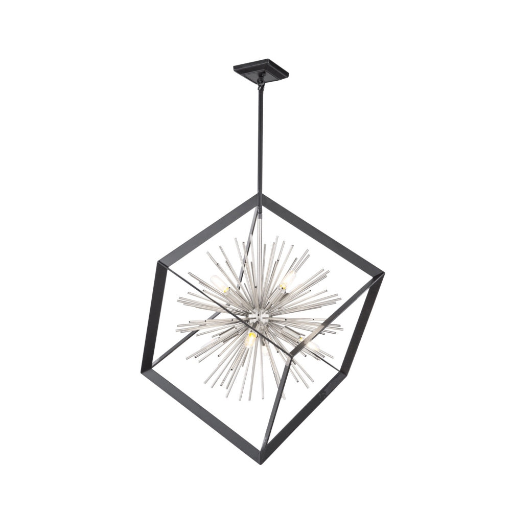 Artcraft Canada - Eight Light Chandelier - Sunburst - Matte Black & Chrome- Union Lighting Luminaires Decor