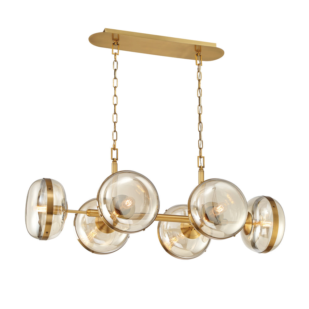 Eurofase Canada - Six Light Chandelier - Nottingham - Ancient Brass- Union Lighting Luminaires Decor