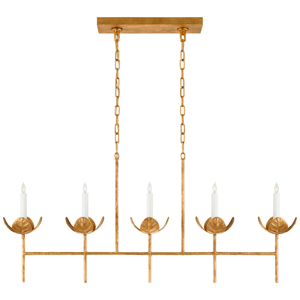 Visual Comfort Signature Canada - Five Light Linear Chandelier - Illana - Antique Gold Leaf- Union Lighting Luminaires Decor