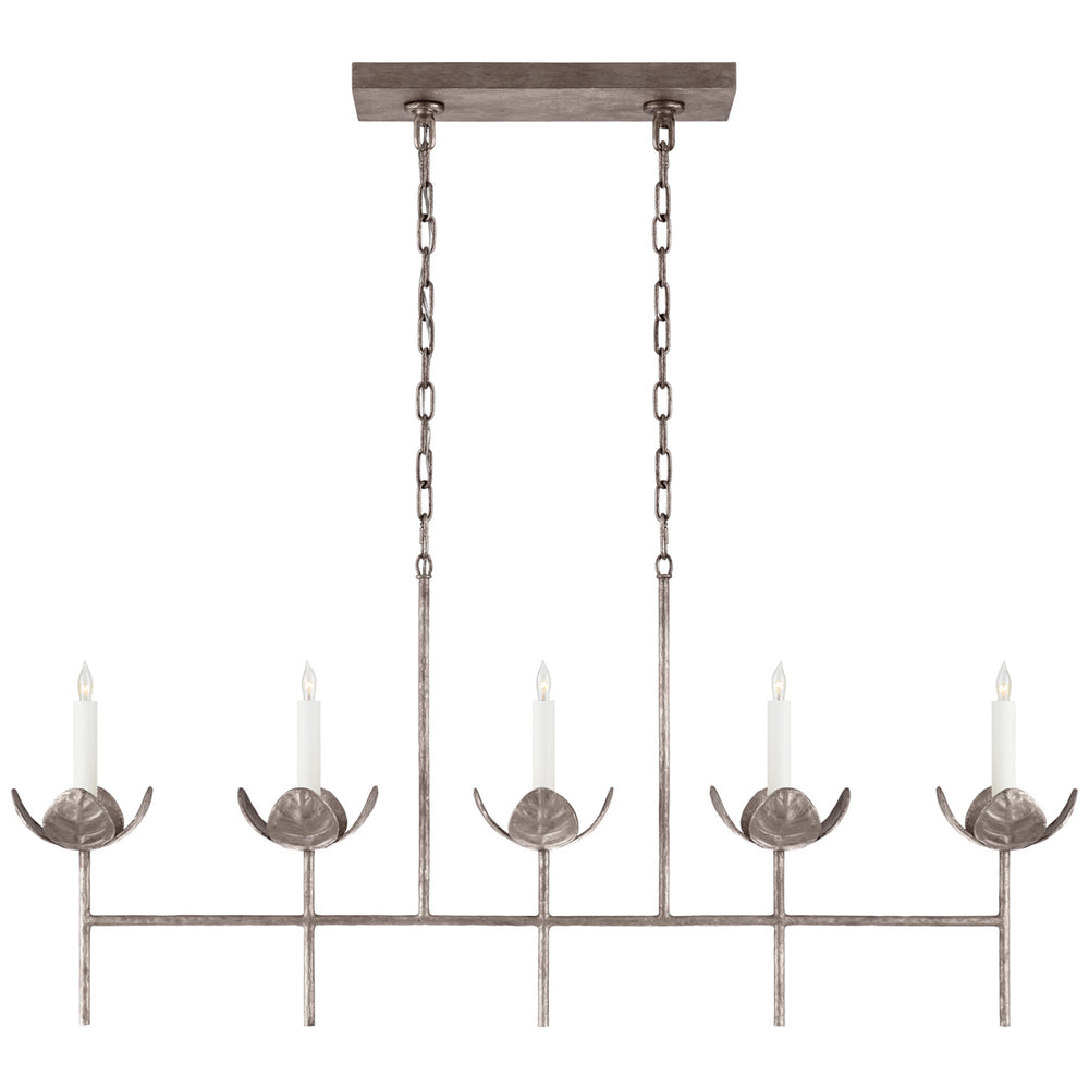 Visual Comfort Signature Canada - Five Light Linear Chandelier - Illana - Burnished Silver Leaf- Union Lighting Luminaires Decor