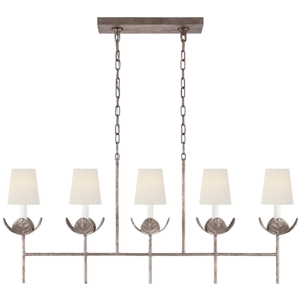 Visual Comfort Signature Canada - Five Light Linear Chandelier - Illana - Burnished Silver Leaf- Union Lighting Luminaires Decor