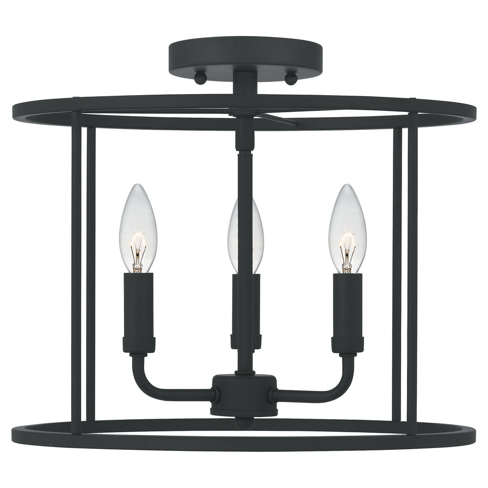 Quoizel - Three Light Semi Flush Mount - Abner - Matte Black- Union Lighting Luminaires Decor