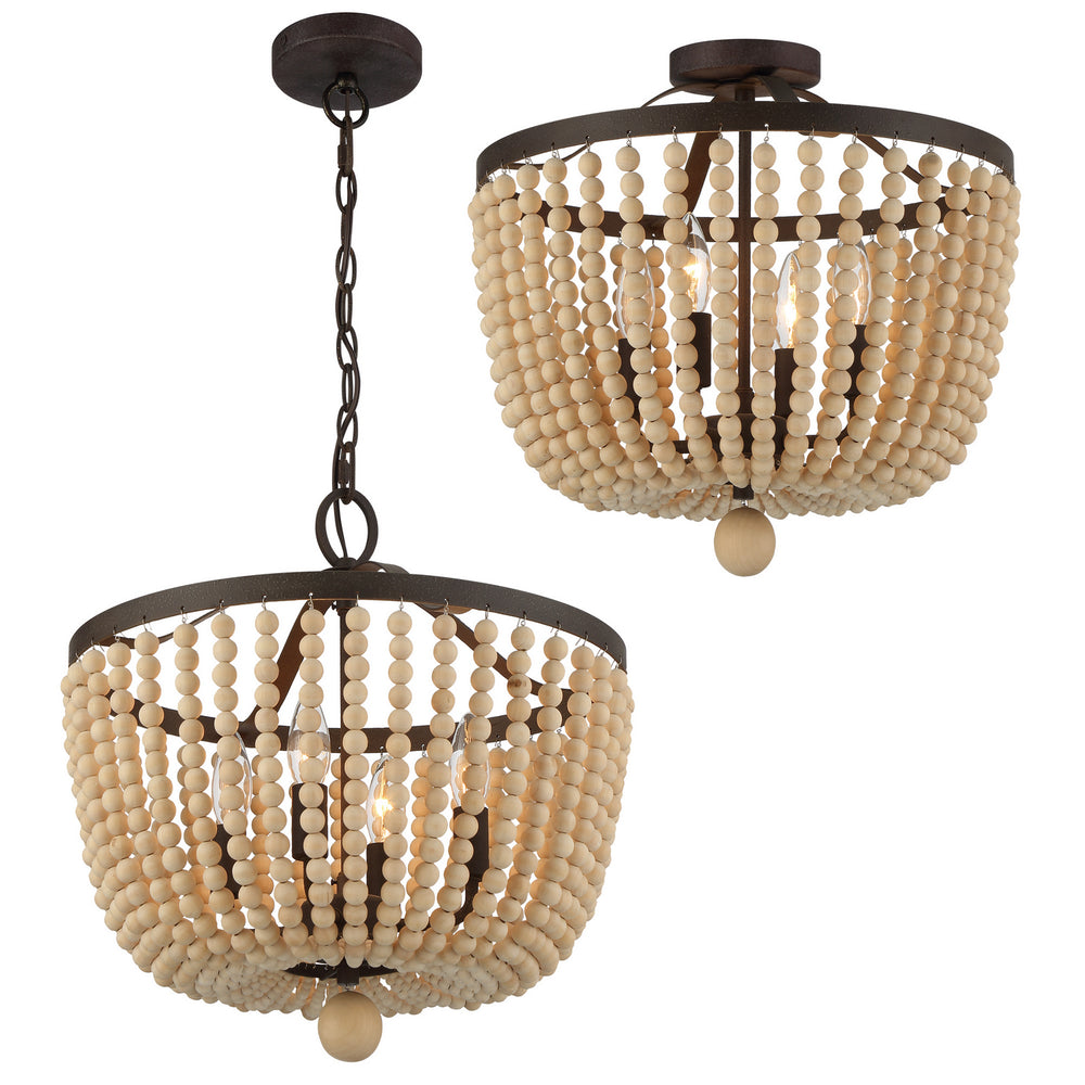 Crystorama - Four Light Semi Flush Mount - Rylee - Forged Bronze- Union Lighting Luminaires Decor