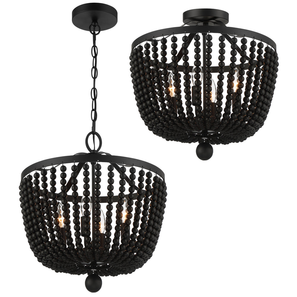 Crystorama - Four Light Semi Flush Mount - Rylee - Matte Black- Union Lighting Luminaires Decor