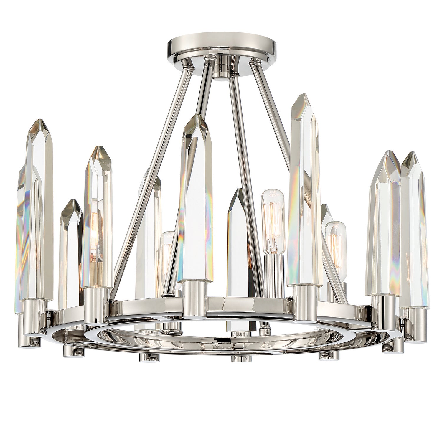 Crystorama - Four Light Semi Flush Mount - Watson - Polished Nickel- Union Lighting Luminaires Decor