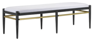 Currey and Company - Bench - Visby - Cerused Black/Brushed Brass- Union Lighting Luminaires Decor