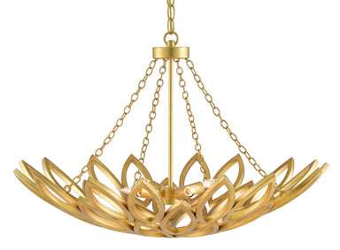 Currey and Company - Four Light Chandelier - Allemande - Contemporary Gold Leaf- Union Lighting Luminaires Decor