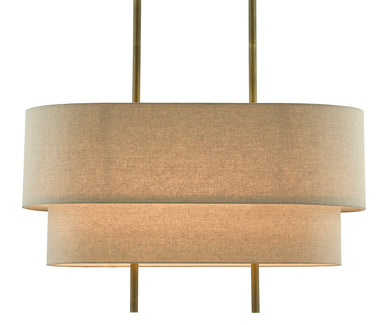 Currey and Company - Four Light Chandelier - Combermere - Antique Brass/Linen- Union Lighting Luminaires Decor