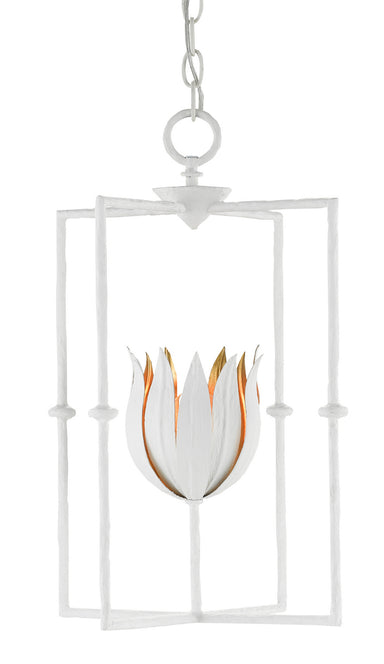 Currey and Company - One Light Lantern - Tulipano - Gesso White/Contemporary Gold Leaf- Union Lighting Luminaires Decor