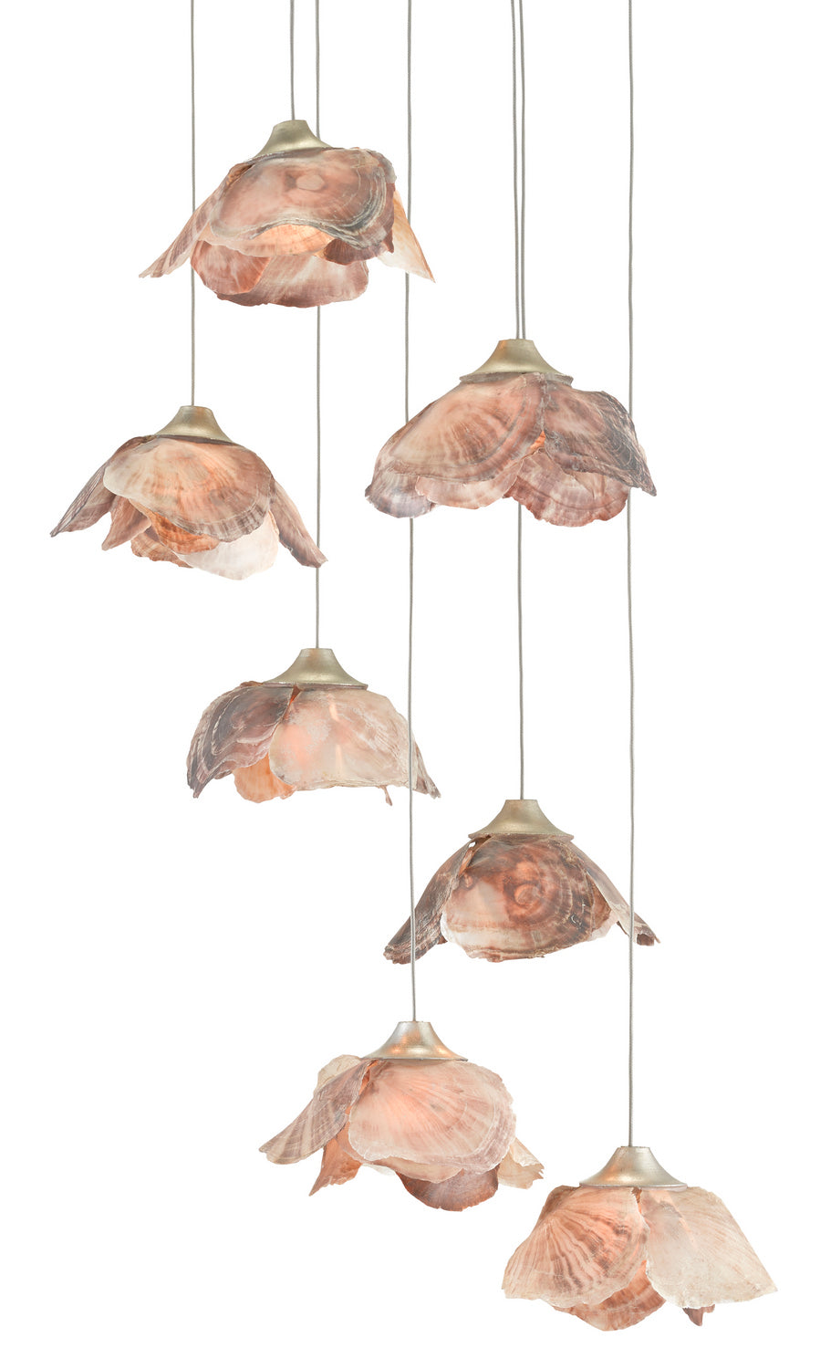 Currey and Company - Seven Light Pendant - Catrice - Natural Shell/Contemporary Silver Leaf- Union Lighting Luminaires Decor