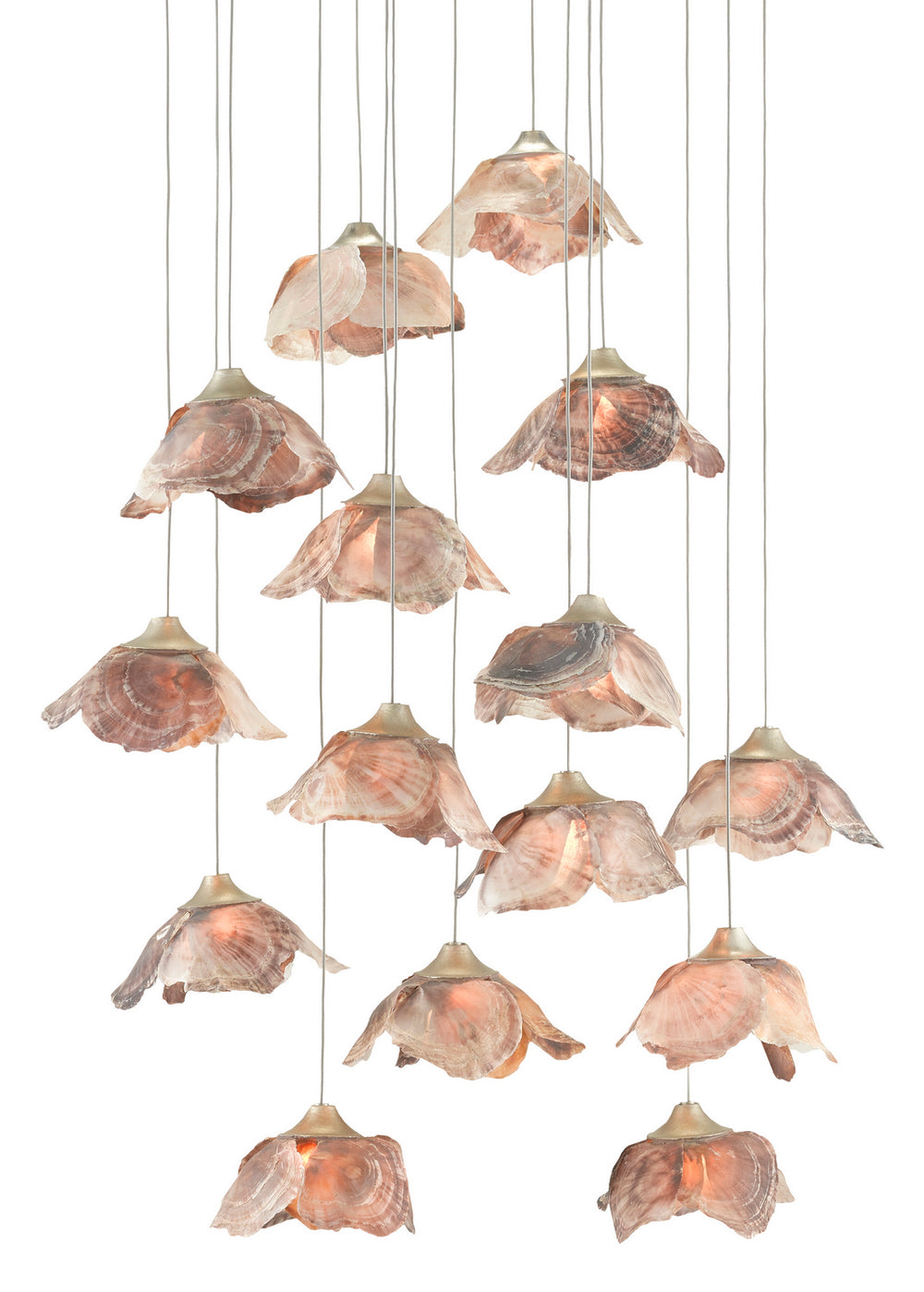 Currey and Company - 15 Light Pendant - Catrice - Natural Shell/Contemporary Silver Leaf- Union Lighting Luminaires Decor