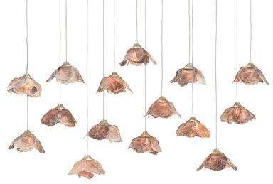 Currey and Company - 15 Light Pendant - Catrice - Natural Shell/Contemporary Silver Leaf- Union Lighting Luminaires Decor