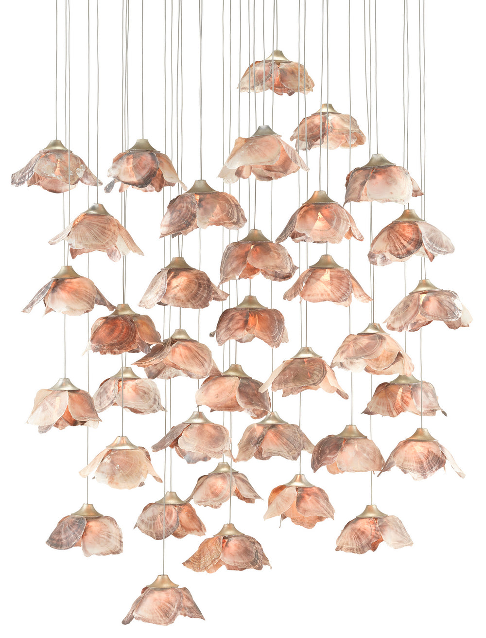 Currey and Company - 36 Light Pendant - Catrice - Natural Shell/Contemporary Silver Leaf- Union Lighting Luminaires Decor