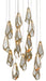 Currey and Company - 15 Light Pendant - Glace - Painted Silver/Antique Brass- Union Lighting Luminaires Decor