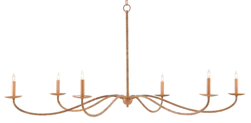 Currey and Company - Six Light Chandelier - Saxon - Saddle Tan/Natural- Union Lighting Luminaires Decor