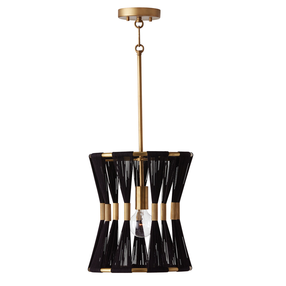 Capital Lighting - One Light Pendant - Bianca - Black Rope and Patinaed Brass- Union Lighting Luminaires Decor