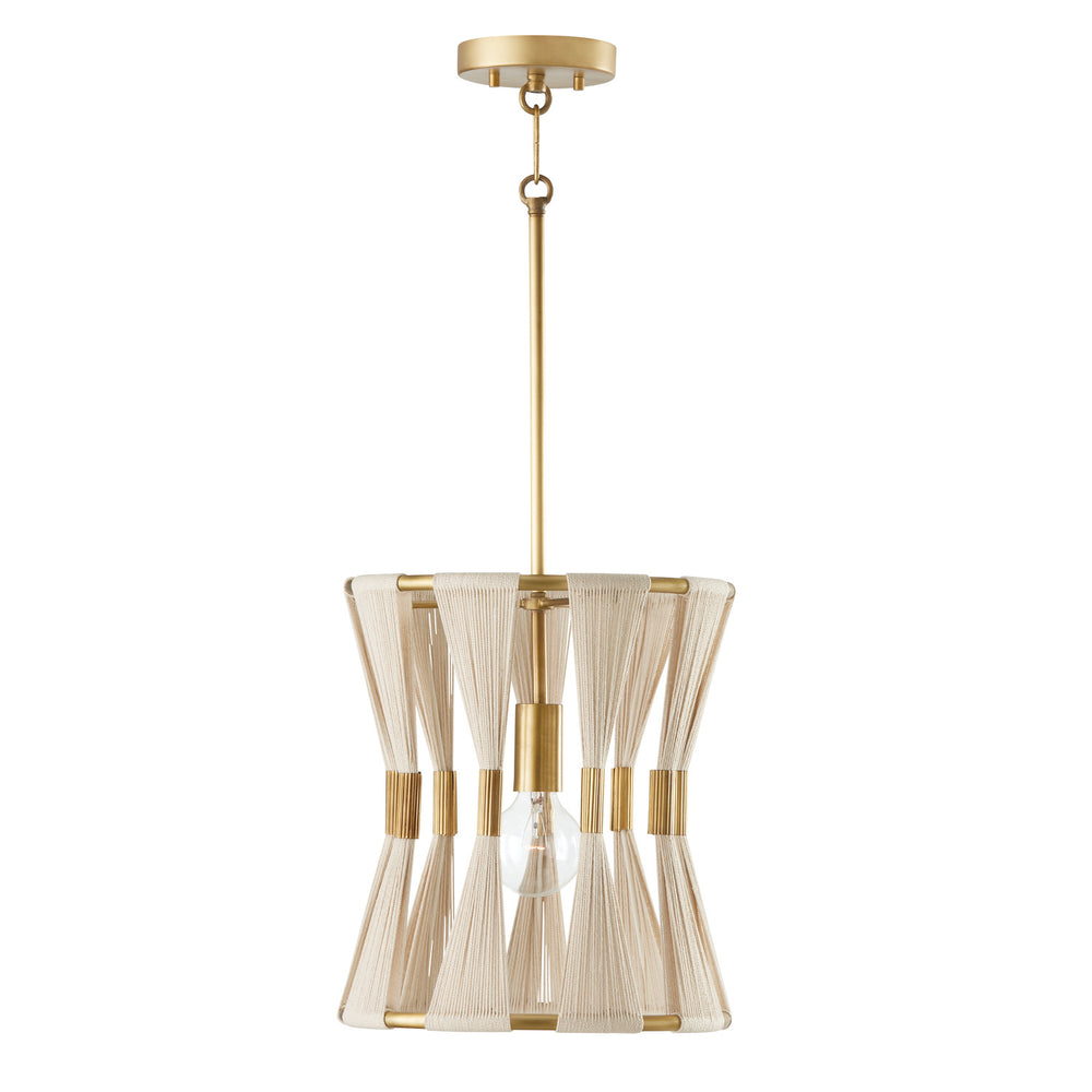 Capital Lighting - One Light Pendant - Bianca - Bleached Natural Rope and Patinaed Brass- Union Lighting Luminaires Decor