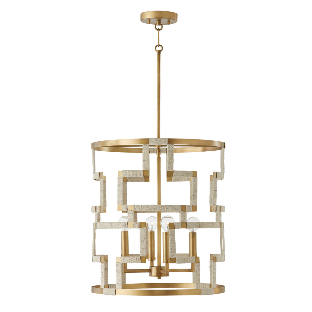 Capital Lighting - Four Light Foyer - Hala - Bleached Natural Jute and Patinaed Brass- Union Lighting Luminaires Decor