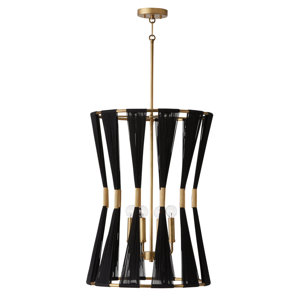 Capital Lighting - Four Light Foyer - Bianca - Black Rope and Patinaed Brass- Union Lighting Luminaires Decor