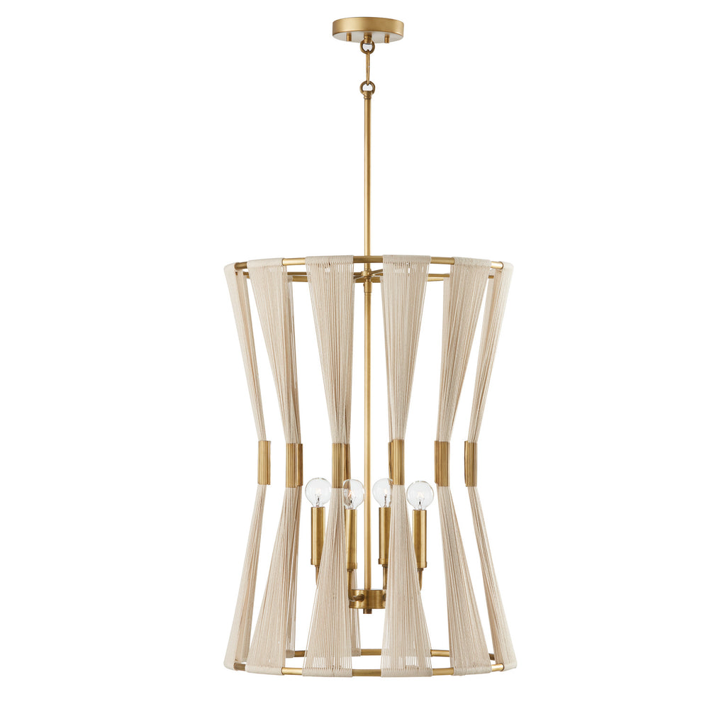 Capital Lighting - Four Light Foyer - Bianca - Bleached Natural Rope and Patinaed Brass- Union Lighting Luminaires Decor