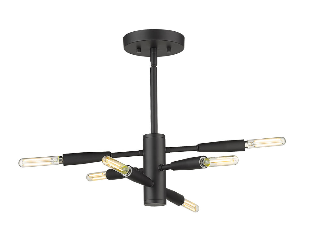 Z-Lite Canada - Six Light Semi Flush Mount - Ascension - Matte Black- Union Lighting Luminaires Decor