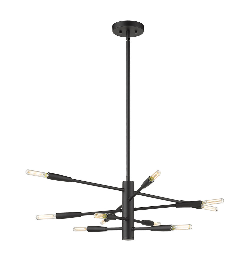 Z-Lite Canada - Ten Light Chandelier - Ascension - Matte Black- Union Lighting Luminaires Decor