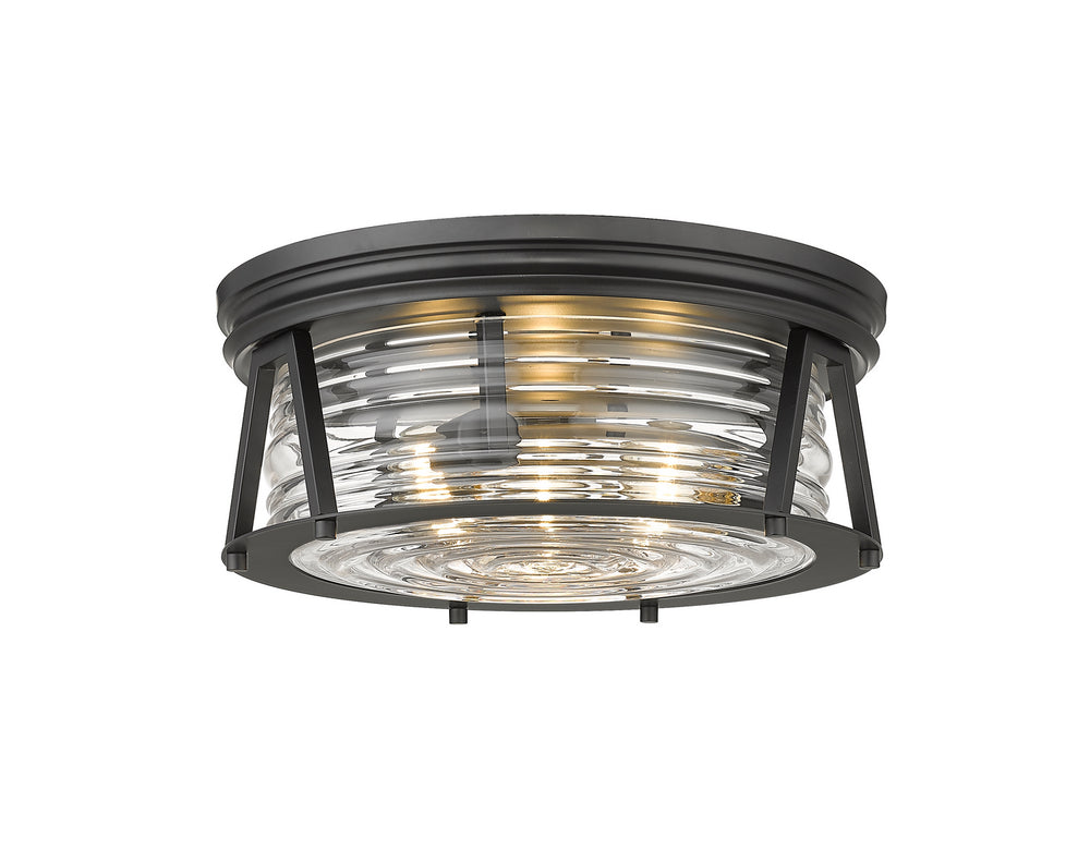 Z-Lite Canada - Three Light Flush Mount - Cape Harbor - Matte Black- Union Lighting Luminaires Decor