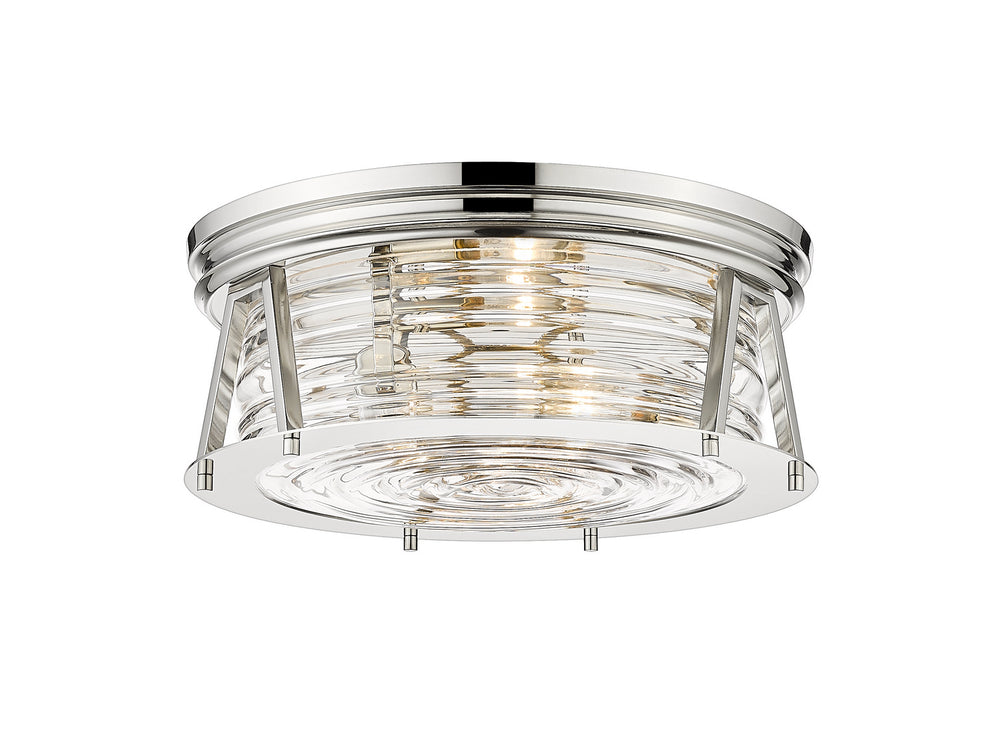 Z-Lite Canada - Three Light Flush Mount - Cape Harbor - Polished Nickel- Union Lighting Luminaires Decor