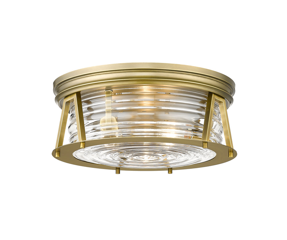 Z-Lite Canada - Three Light Flush Mount - Cape Harbor - Rubbed Brass- Union Lighting Luminaires Decor