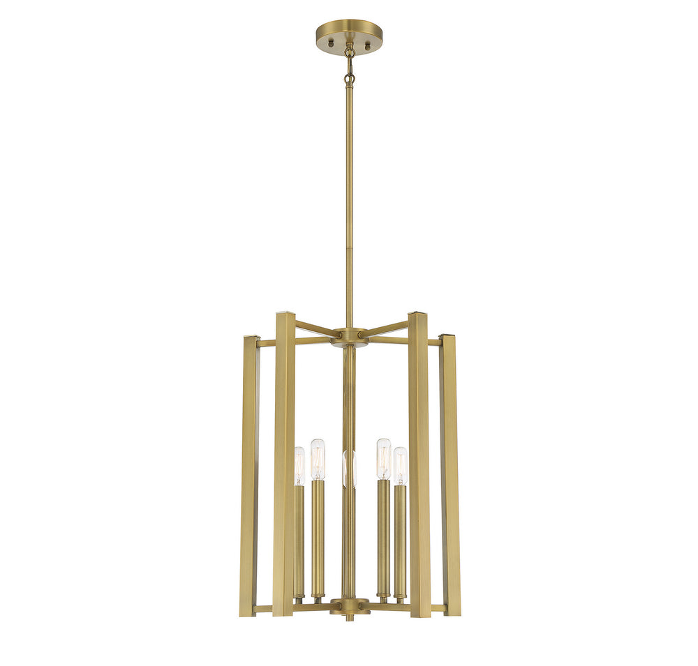 Savoy House - Five Light Pendant - Benson - Warm Brass- Union Lighting Luminaires Decor