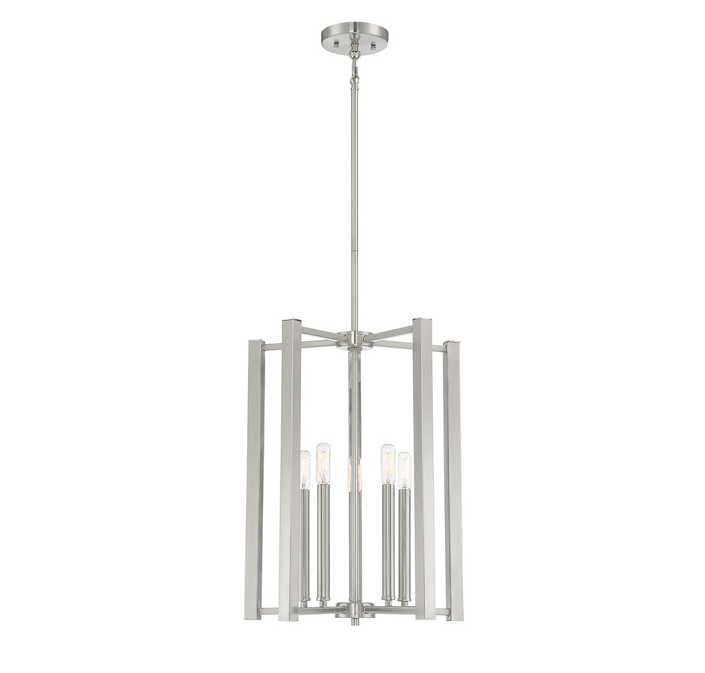 Savoy House - Five Light Pendant - Benson - Satin Nickel- Union Lighting Luminaires Decor