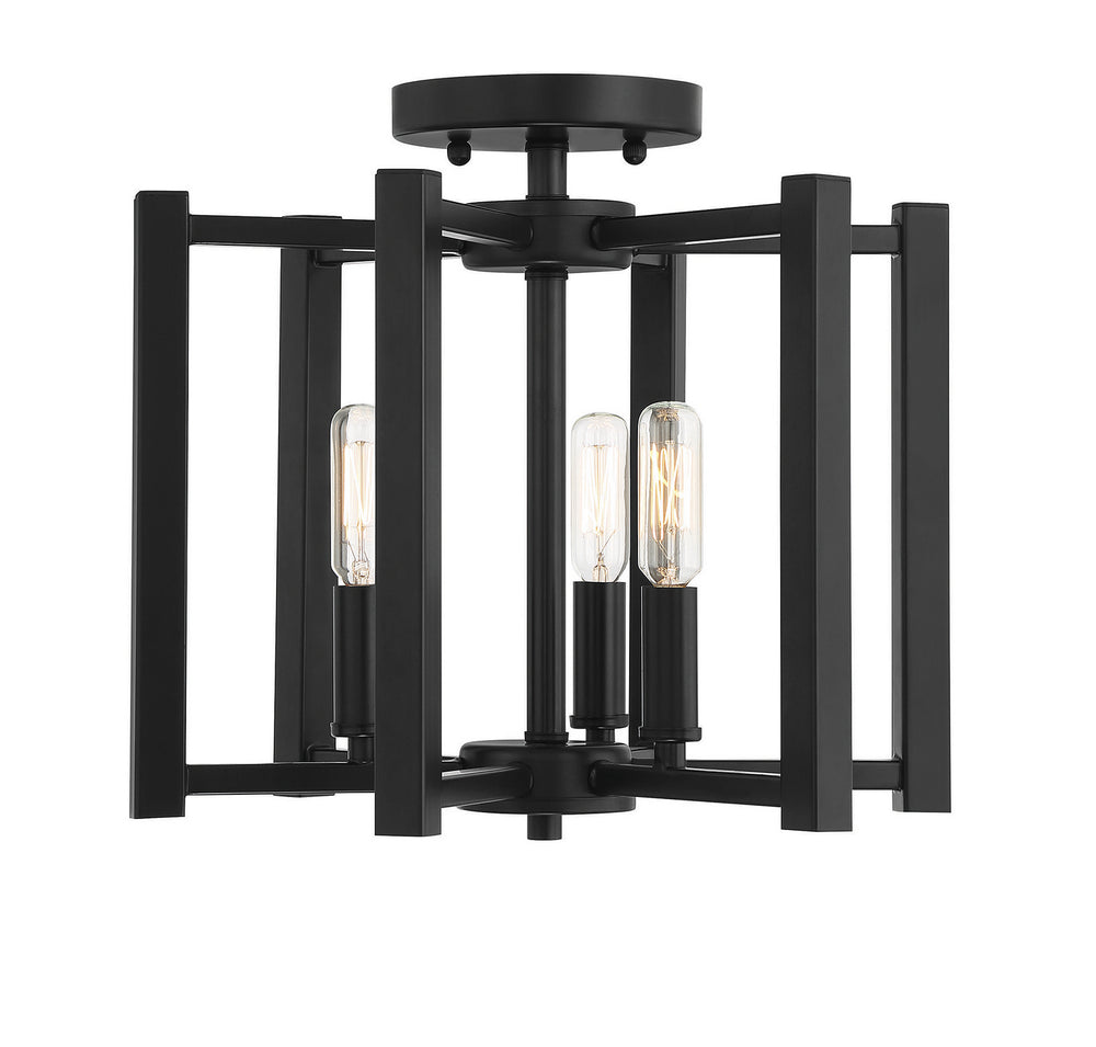 Savoy House - Three Light Semi-Flush Mount - Benson - Matte Black- Union Lighting Luminaires Decor