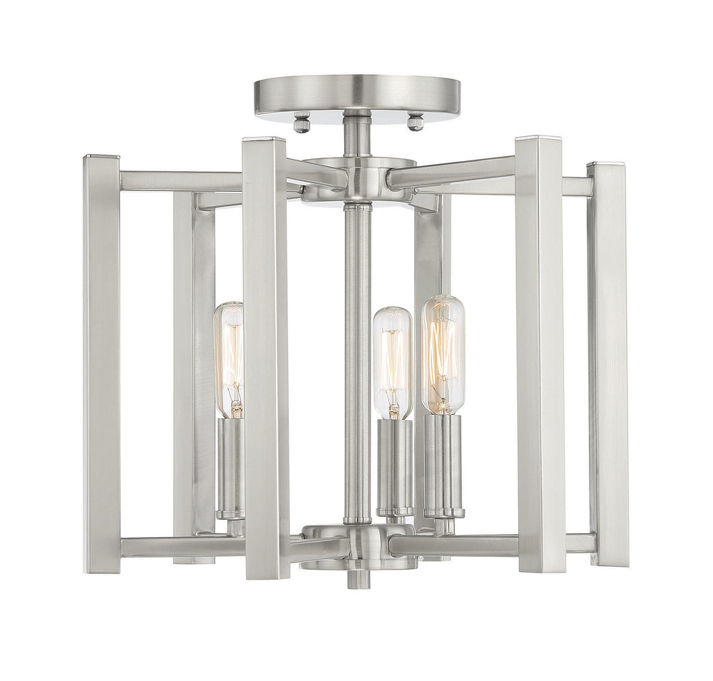 Savoy House - Three Light Semi-Flush Mount - Benson - Satin Nickel- Union Lighting Luminaires Decor