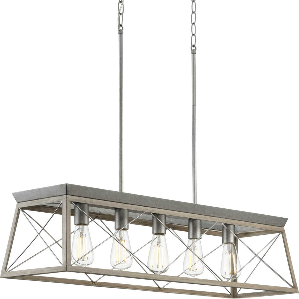 Progress Canada - Five Light Island Chandelier - Briarwood - Galvanized Finish- Union Lighting Luminaires Decor