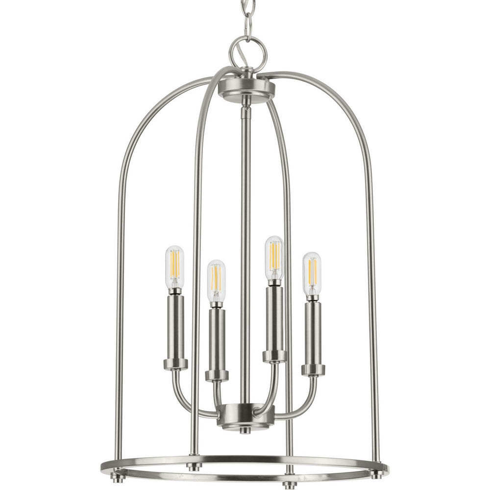 Progress Canada - Four Light Foyer Pendant - Leyden - Brushed Nickel- Union Lighting Luminaires Decor