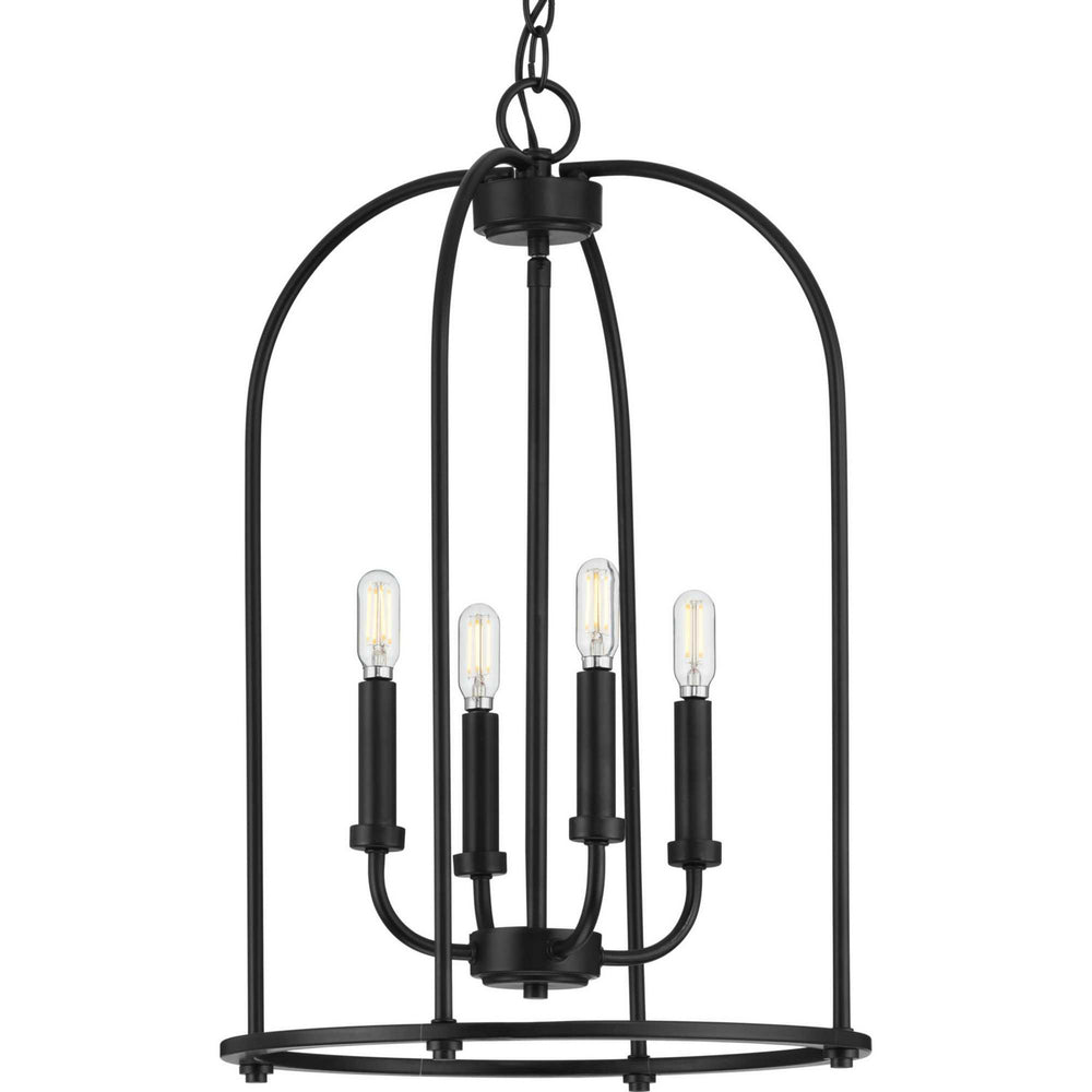 Progress Canada - Four Light Foyer Pendant - Leyden - Matte Black- Union Lighting Luminaires Decor