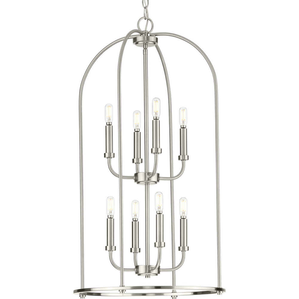 Progress Canada - Eight Light Foyer Pendant - Leyden - Brushed Nickel- Union Lighting Luminaires Decor