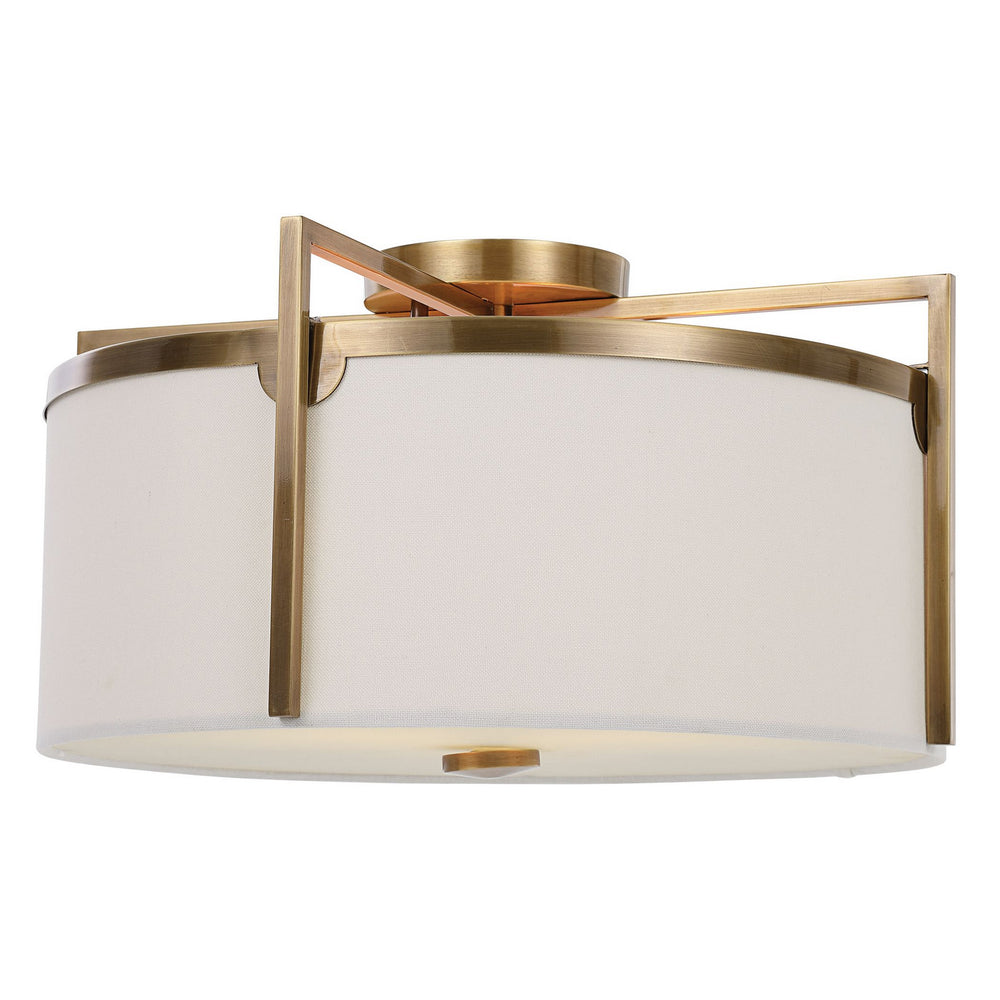 Uttermost - Three Light Semi Flush Mount - Colfax - Antique Brass- Union Lighting Luminaires Decor