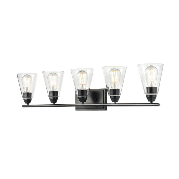 DVI Canada - Five Light Vanity - Louisbourg - Ebony with Clear Glass- Union Lighting Luminaires Decor