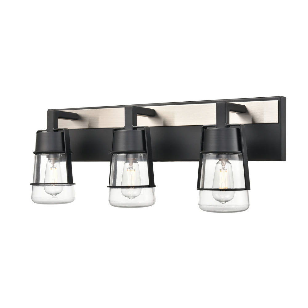 DVI Canada - Three Light Vanity - Lake of the Woods - Ebony and Satin Nickel with Clear Glass- Union Lighting Luminaires Decor