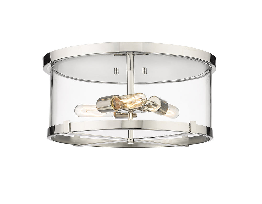 Z-Lite Canada - Three Light Flush Mount - Callista - Polished Nickel- Union Lighting Luminaires Decor